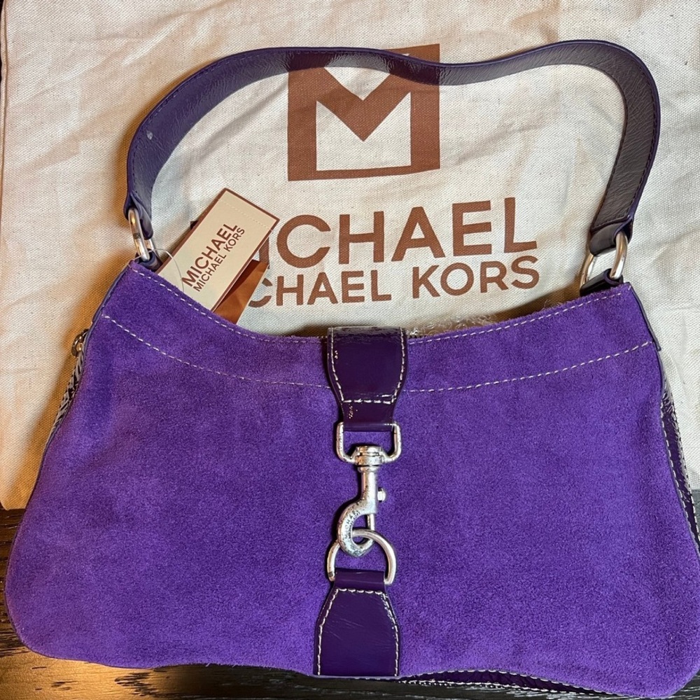 Michael Kors Vibrant Purple Suede Shoulder Bag